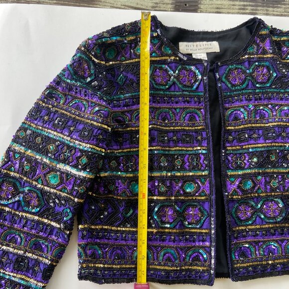 Niteline By Della Roufogati Silk and Sequin Jacket Sz S - Picture 5 of 13